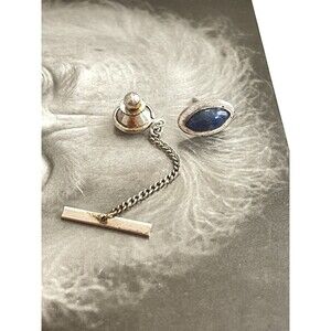 Simmons Sterling Silver Lapis Lazuli Tie Rack Vintage Signed